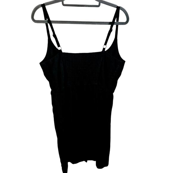 Old Navy Size L Cami Strap Mini Dress Solid Black Linen Blend Summer Casual - Picture 4 of 6